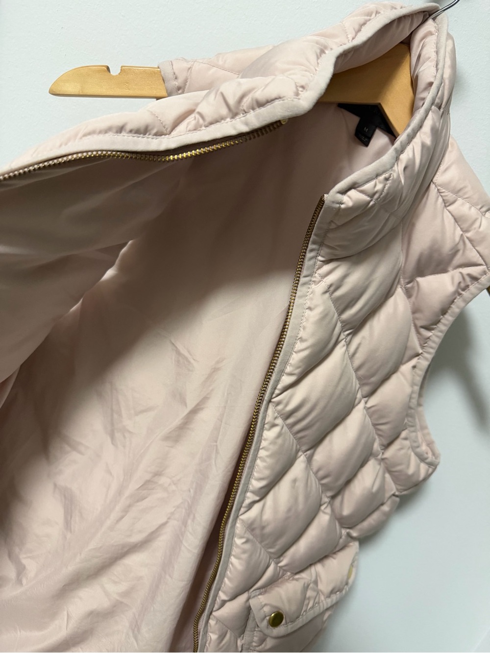 J. Crew Blush Quilted Puffer Vest with Gold Hardware